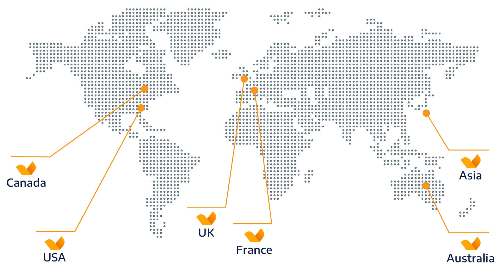 Map and locations of global coverage